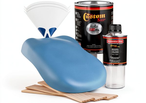 Custom Shop Hot Rod Flatz Acrylic Urethane Paint Kit, 1 Quart, Blue,-0