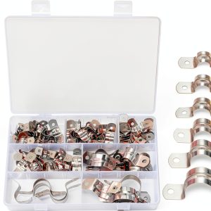 90 Pcs Two Hole Strap U Clamp qxayxa Steel Pipe Bracket Kit 8mm‑25mm-0