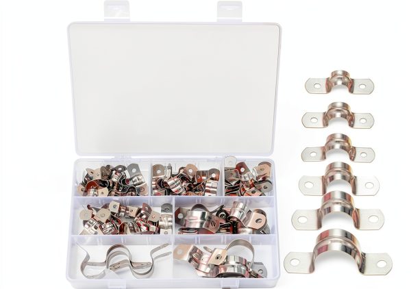 90 Pcs Two Hole Strap U Clamp qxayxa Steel Pipe Bracket Kit 8mm‑25mm-0
