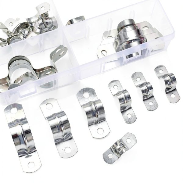 90 Pcs Two Hole Strap U Clamp qxayxa Steel Pipe Bracket Kit 8mm‑25mm-5