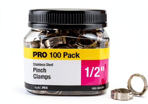 ApolloPEX 1/2" Stainless Steel PEX Barb Pinch Clamp (100-Pack)-1